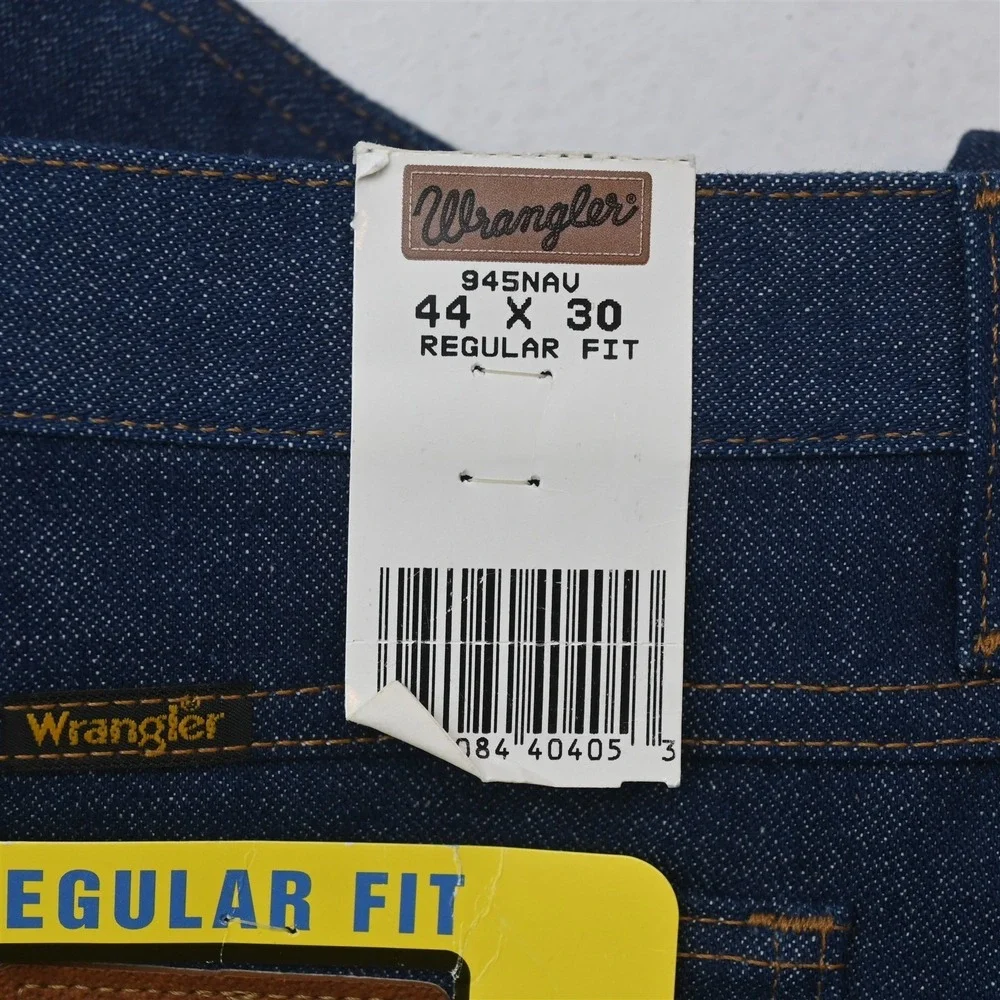 NEW Wrangler 44x30 Dark Stiff Denim 945 Regular Fit Straight Mens Jeans